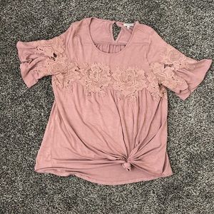 Pink Lace cut out top